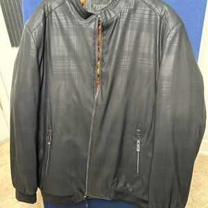 Pavini Men’s‎ Black Faux Leather Bomber Jacket Size 3XL